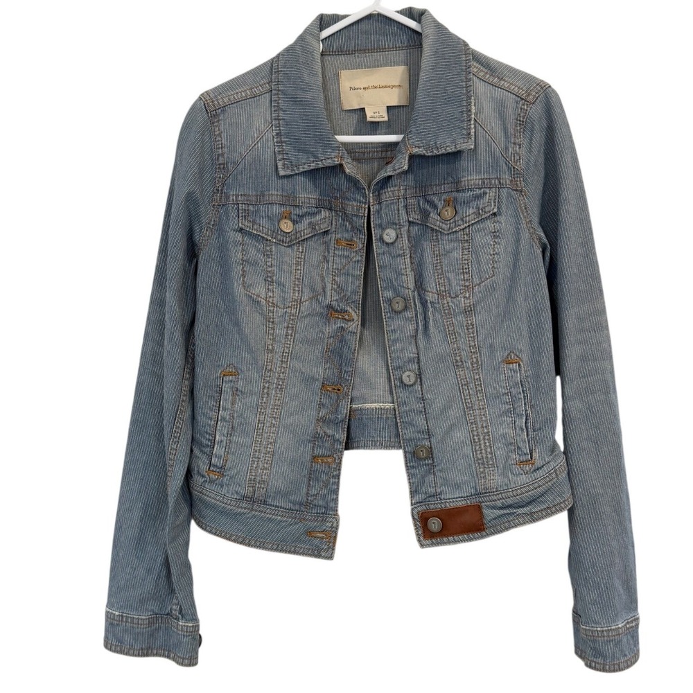 Pilcro and the Letterpress Blue Pinstripe Denim Trucker Jacket Womens Small